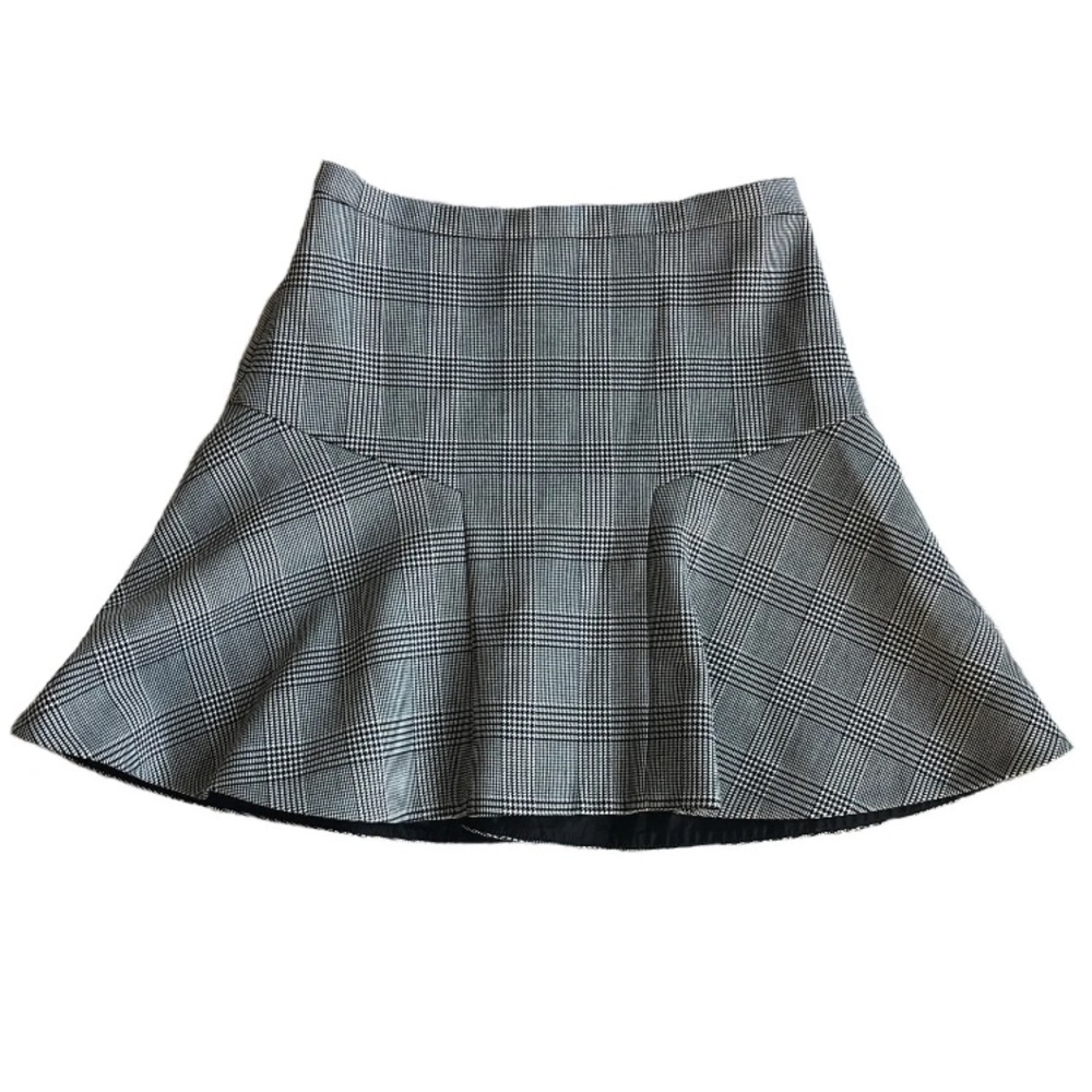 J.Crew Women’s Plaza Flare Skirt in Glen Plaid Size 4 Black and White